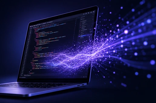 Dettaglio contemporaneo di una postazione digitale dedicata allo sviluppo web